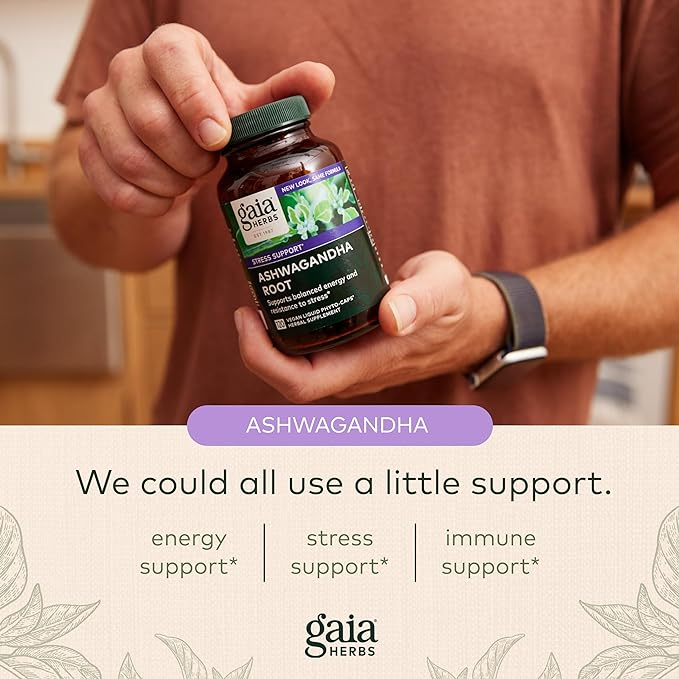 Gaia Herbs, Ashwagandha Root Vegan Liquid 60-Count (Pack 1)