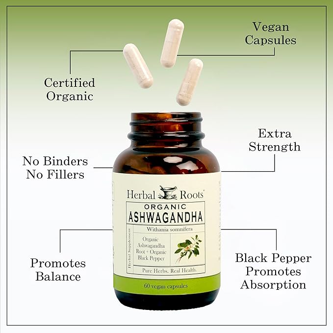Herbal Roots Ashwagandha Capsules 1,000mg per 60 Vegan