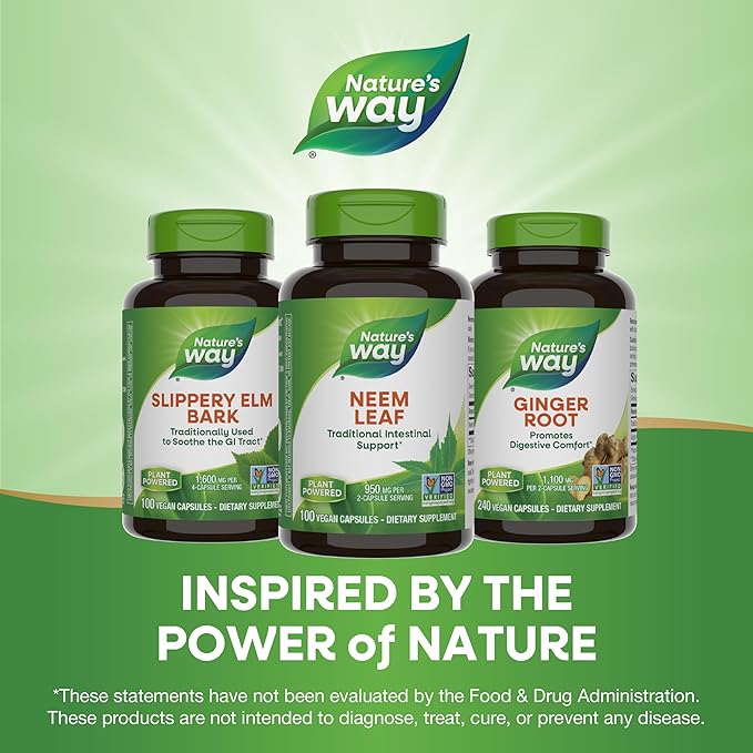 Nature's Way Herbal Neem Leaf, Traditional 950 mg 2-Capsule Serving, 100 Capsules