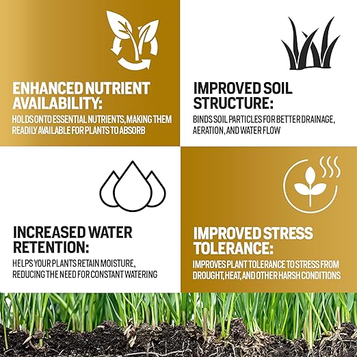 1 Gallon 20% Humic Acid for Lawn - Covers 20,000 sq ft, Humic20 Soil Amendments, Ideal Soil Conditioner for Lawns, Promotes Aeration & Better Structure for Stronger Roots & Healthy Grass Growth