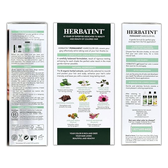 Herbatint Permanent Haircolor Gel, 5N Light 100% Grey 4.56 oz (3 Pack)