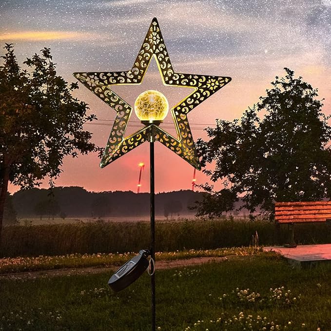 TAKE ME Star Solar Lights Garden Outdoor Decor Waterproof Metal Solar Stakes Lights for Patio Yard Walkway Lawn Patio Mothers Day Garden Gifts Mom Wife Grandma