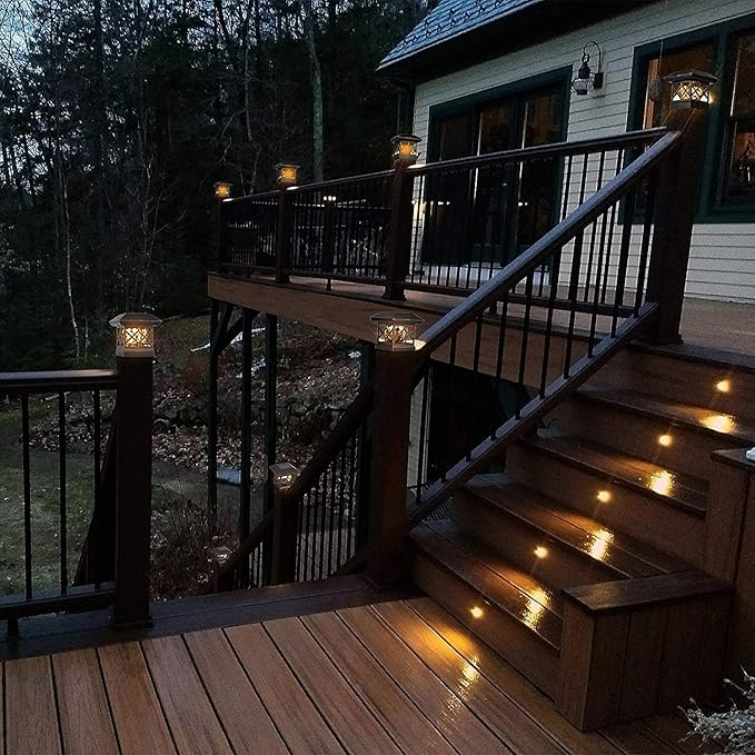 TWINSLUXES Solar Cap Lights Outdoor - Waterproof LED Fence Solar Lights for 3.5x3.5/4x4/5x5 Wood Posts in Patio, Deck or Garden Decoration