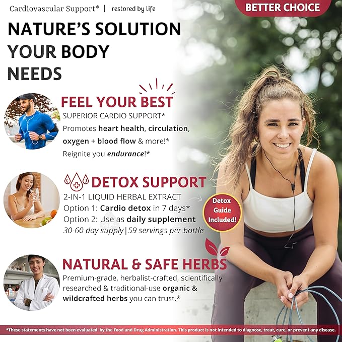 Cardiovascular Support Heart Health Supplement Vein Circulation Herbal Glycerite Alchohol Free Extract