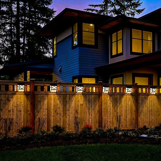 SOLPEX 16 Pack Solar Deck Lights Outdoor, Solar Fence Lights,2 Modes Christmas Garden Decoration Lights,RBG/Warm White LED Decorative Lighting for Garden,Yard,Post,Path&Driveway