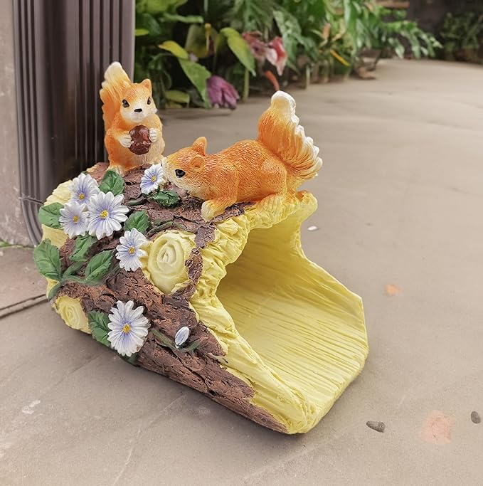 Squirrel Statues Gutter Downspout Extension Statues Garden Decoration,Resin Statue Outdoor Decor,Animal Downspout Diverter,Decorative Gutter Extension,3"×4" Downspout Extender Diverter Splash Block
