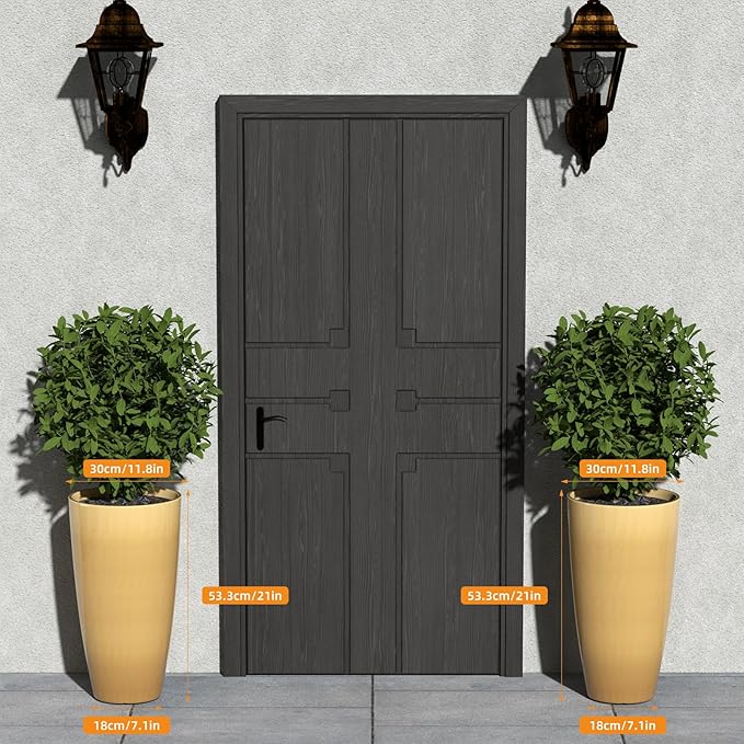 QCQHDU 21 inch Tall Planters for Indoor & Outdoor Plants, 2 Pack Sturdy Plant-Flower-Tree Pots for Front Porch Patio Deck Living Room Decor