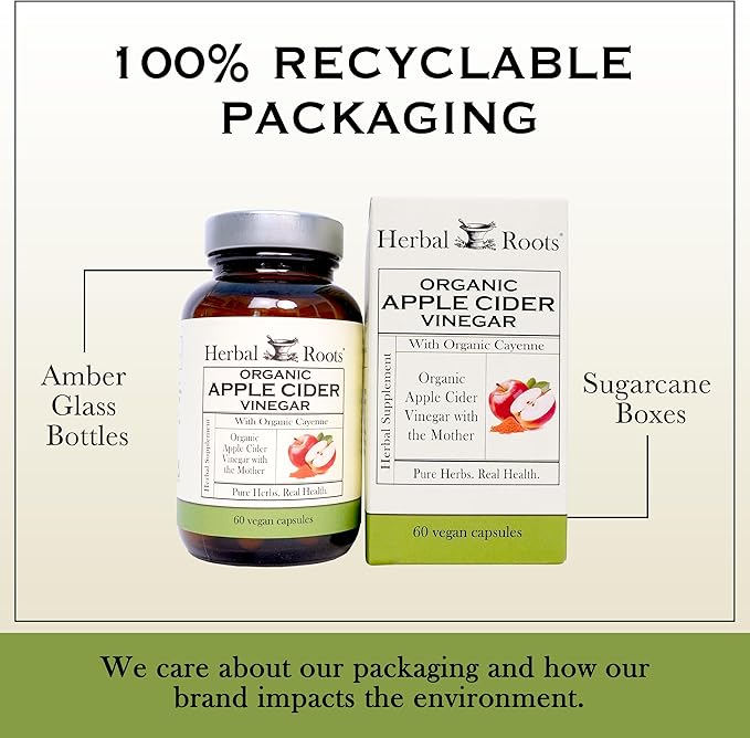 Herbal Roots Organic Apple Cider Vinegar 650 mg 60 Vegan