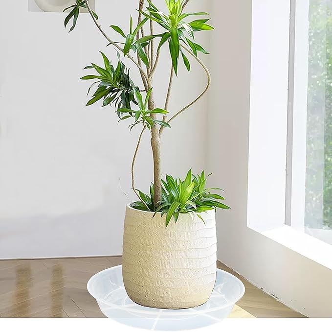 2 Pack Plant Saucer Drip Tray 22 inch, Large Heavy Sturdy Plastic Planter Flower Pot Saucers for Indoor Outdoor Garden, Plant Water Drip Trays for pots (22" 2Pack, Clear)