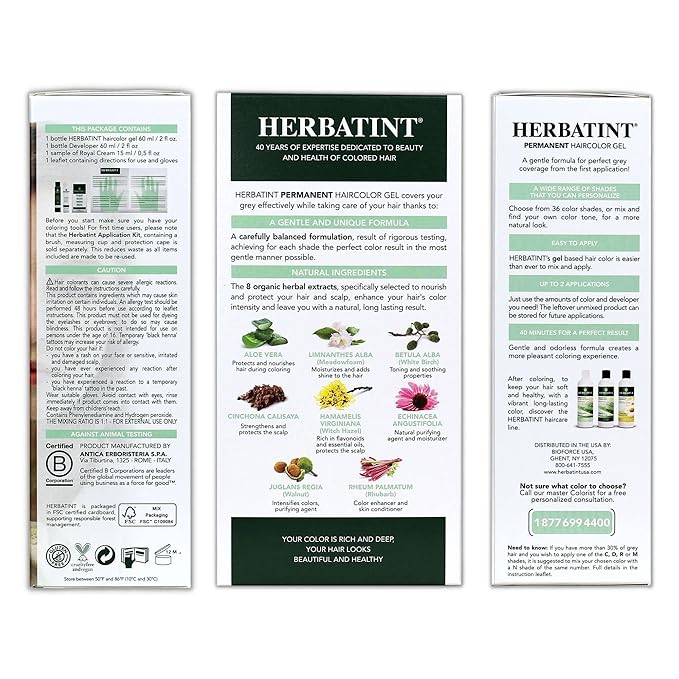 Herbatint Permanent Haircolor Gel, 8C Light 100% Grey 4.56 oz