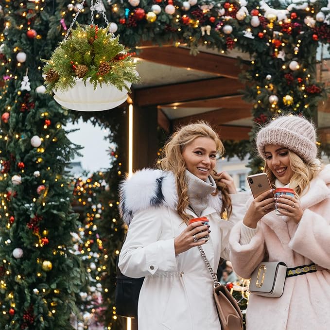 summer flower 12.59" Large Hanging Planters with Drainage Hole&Tray, Hanging Flower Pots Plastic Plant Hanger Holders Hanging Basket for Indoor Outdoor Home Garden Herb Succulent (Pack 3)