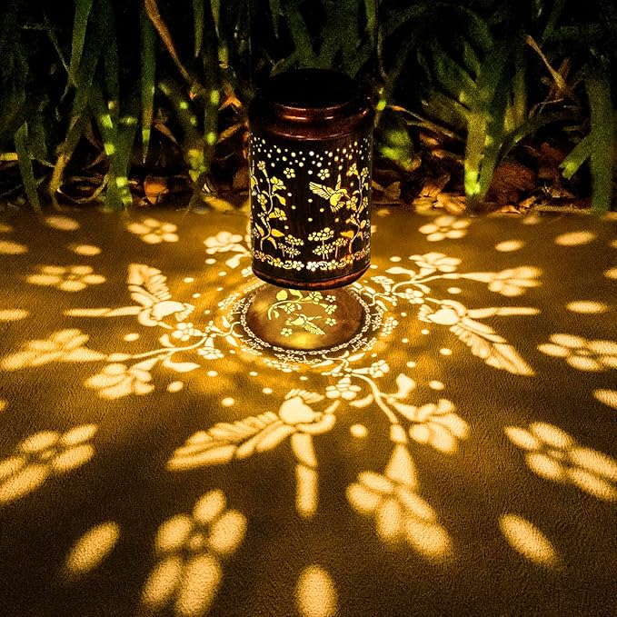 Garden Decorations Hummingbird Solar Lights Outdoor Decorative for Outside, Lawn Ornaments Retirement Birthday Gifts for Women (2 PCS)