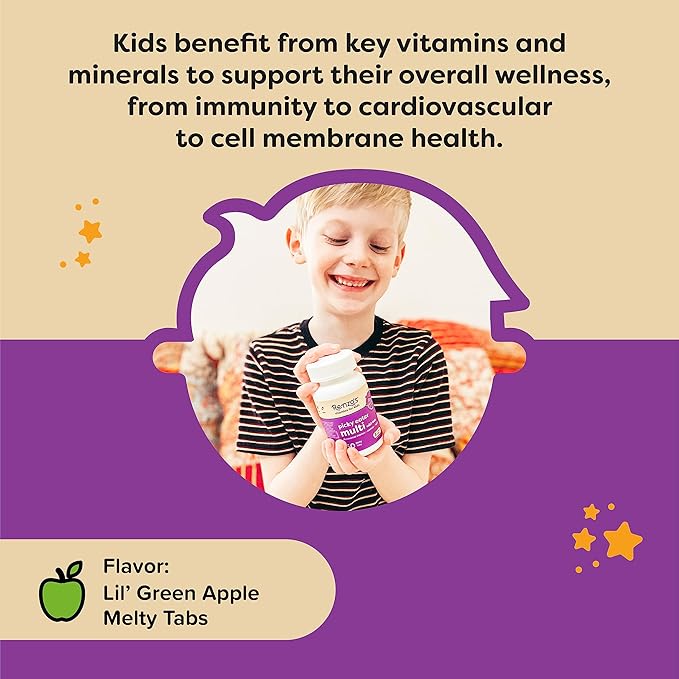 Renzo’s Picky Eater Kids Multivitamin with Iron D3 & K2 and 60 Sugar-Free