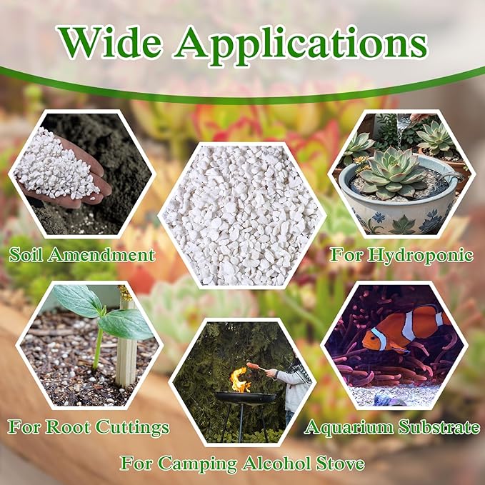 Halatool 4QT Perlite 3-6mm Organic Perlite for Gardening Plants Indoor Natural Potting Soil Mix Additive for Holding Moisture Aeration Drainage