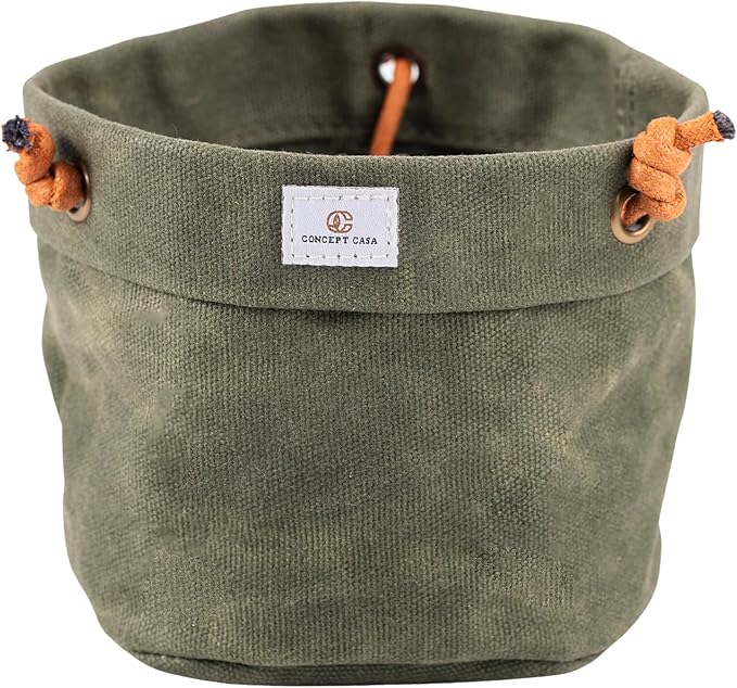 Waxed Canvas Handmade Hanging Planter for Indoor/Outdoor Plants, Hanging Basket Plant Holder Forest Green