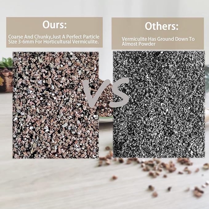 Natural Coarse Vermiculite 10QT for Plants Organic Occurring Mineral Potting Mix Grow Medium for Potted Plants, Hydroponics, Terrariums, Orchids, Mushroom Growing Or Reptile Habitats