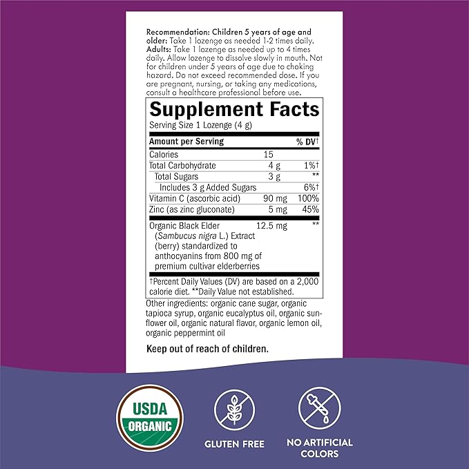 Nature’s Way Sambucus Zinc Lozenges 24 Lozenges