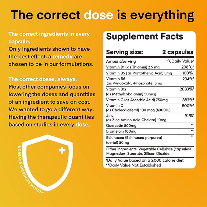 A Dose of Immunity Quercetin 500mg Quercetin 7 in 1 Immunity (60 Count)