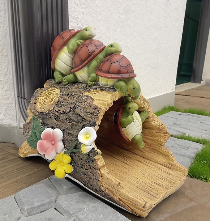 Funny Turtle Gutter Downspout Extender Statue, Garden Ornament, Decorative Gutter Extension Downspout, Perfect Rain Diverter for 3"x4" Downspouts, Eco-Friendly Resin, Outdoor Decor Gift (8 In)