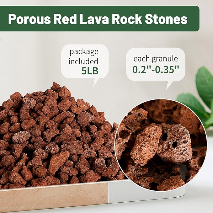 Red Lava Rock 5LB for Plants Garden Landscaping Decoration Aquarium Volcanic Horticultural Bonsai Terrarium Fish Tank Decorative Stone, Size from 0.25 to 0.35 Inches