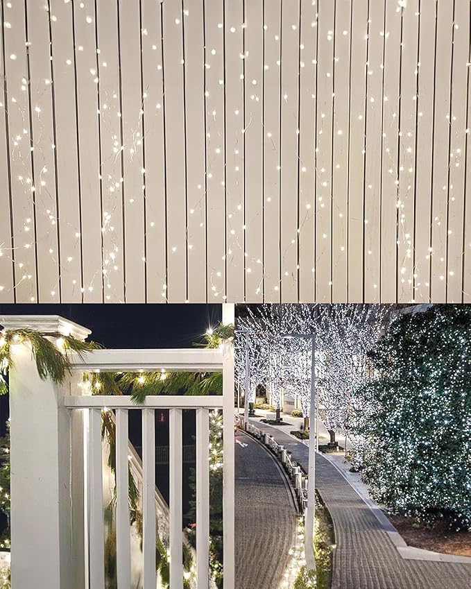 Twinkle Star 2 Pack Solar Christmas Lights Outdoor, Total 80FT 240 LED Solar Fairy Lights Waterproof with 8 Modes, Christmas Trees Light for Patio Garden Party Backyard Wedding Decor, White