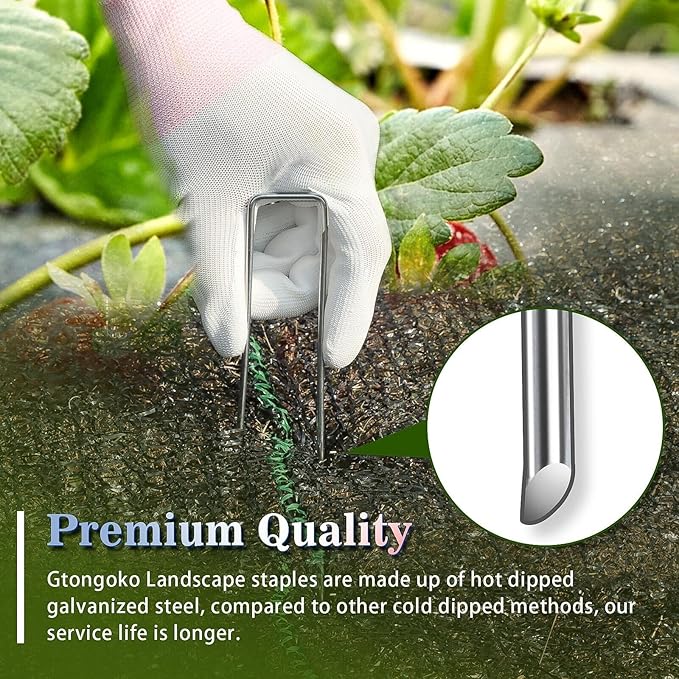 Gtongoko Landscape Staples 10 Inch 11 Gauge 120 Pack Garden Stakes Upgraded Tent Stakes Galvanized SOD Pins Ground Stakes Yard Stakes for Weed Barrier Fabric Ground Plant Cover Stakes Outdoor Décor
