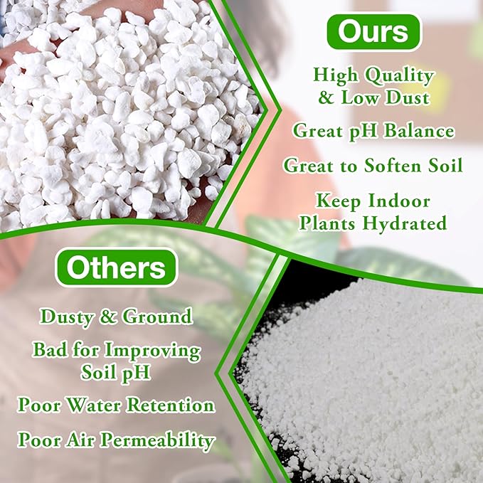 Halatool 4QT Perlite 3-6mm Organic Perlite for Gardening Plants Indoor Natural Potting Soil Mix Additive for Holding Moisture Aeration Drainage