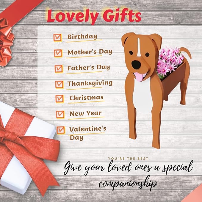 Staffordshire Bull Dog Planter Plant Pots,Cute Garden Dog Flower Planter,Dog Planters Birthday Gifts for Women,Office,Indoor/Outdoor Decor(9.45in*5.79 * 13.39in)