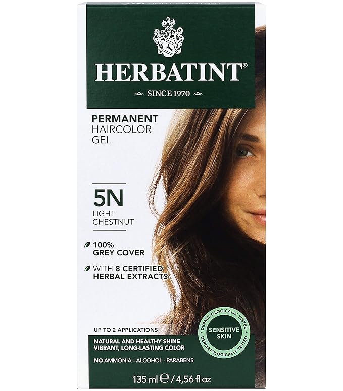 Herbatint Permanent Haircolor Gel, 5N Light 100% Grey 4.56 oz