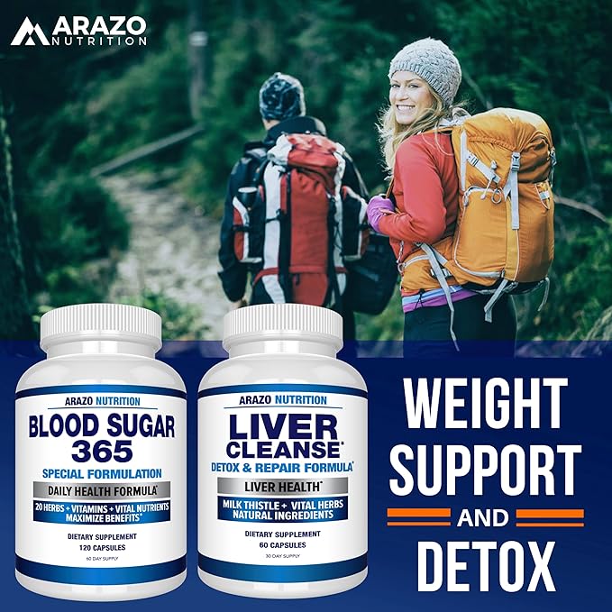 Arazo Nutrition Blood Sugar 365 Supplement 120 Herbal 60 Day