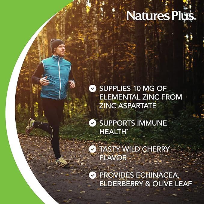 Natures Plus Herbal Actives ImmunActin Zinc Lozenges 10 mg 60 Vegan 60 Servings