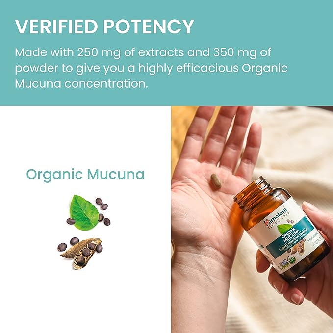 Himalaya Organic Mucuna/Pruriens Herbal Supplement, Supports 600 mg, 60 Plant-Caplets, 60 Day