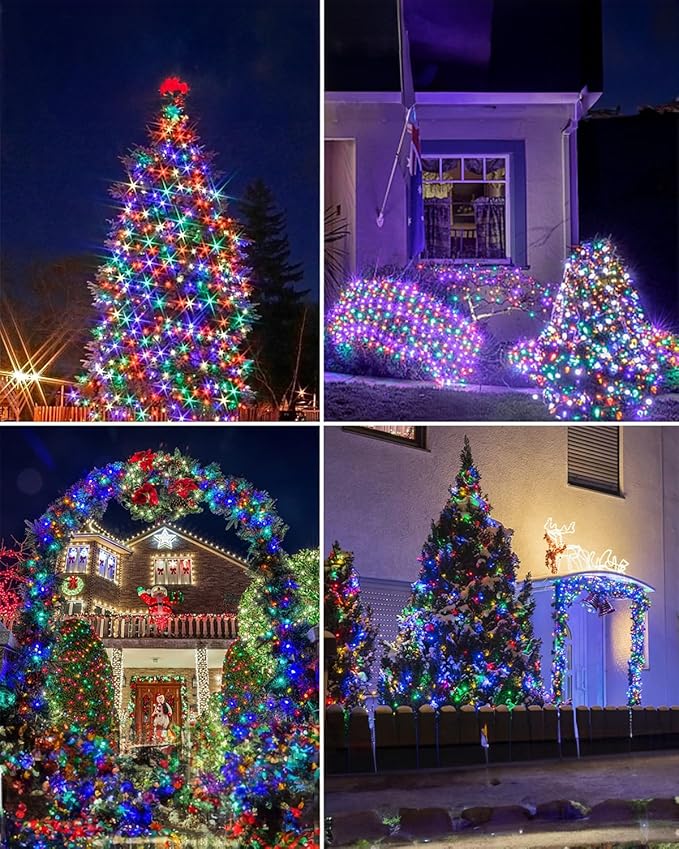 Twinkle Star 2 Pack Solar Christmas Lights Outdoor, Total 80 FT 240 LED Solar Powered Christmas Fairy Lights Waterproof with 8 Modes for Patio Garden Party Backyard Wedding Decorations Multicolor