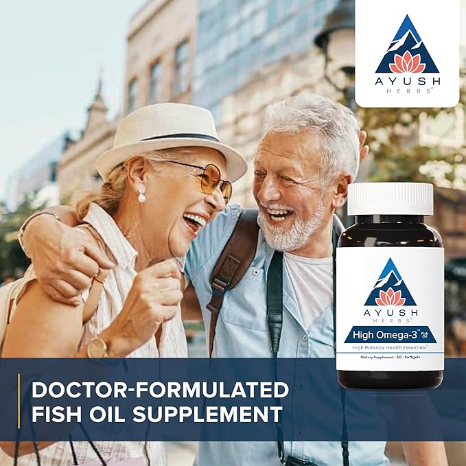 Ayush Herbs High Omega-3, High-Potency Fish 60 Softgels