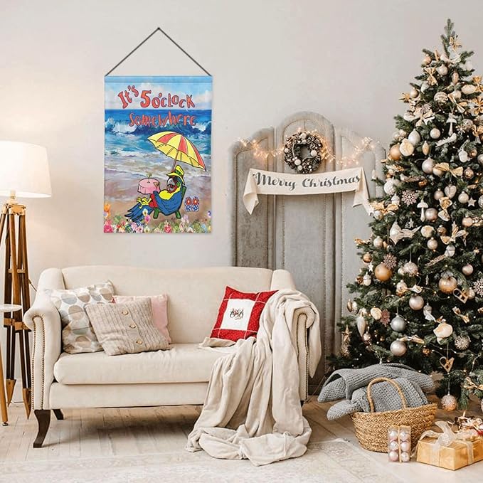 It'S 5 O'Clock Somewhere Garden Flag 28x40 Inch Outdoor Decoration Banner Spring Summer Tropical Beach House Flags Yard Farmhouse Garden Deco Indoor Sign, Colour 1-1