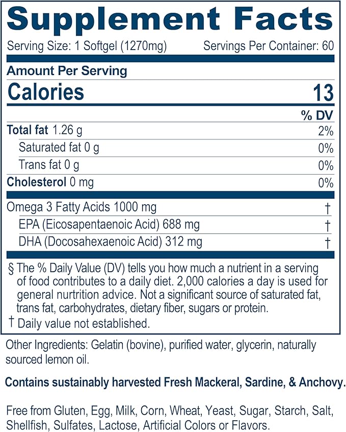 Ayush Herbs High Omega-3, High-Potency Fish 60 Softgels