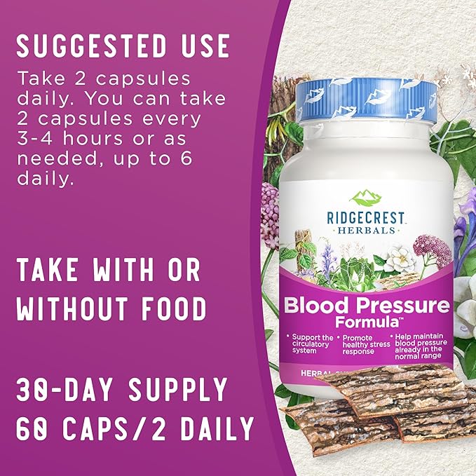 RidgeCrest Herbals Blood Pressure Herbal Formula, 12 Herbs, (60 Count 1))