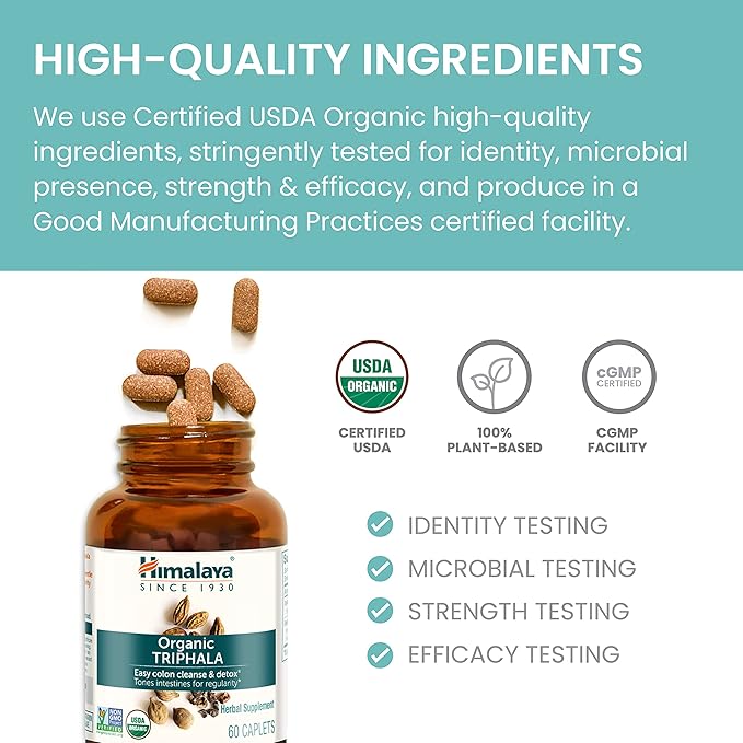 Himalaya Organic Triphala Herbal Supplement 688 mg, 30 Plant-Based