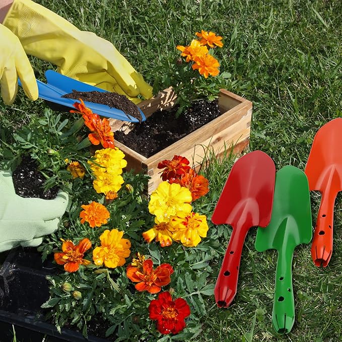 Mini Colorful Metal Hand Shovel Digging Trowel Set Transplanting Garden Shovel for Flower Soil Planting Succulent Kids Teens Women Men Gift Indoor Outdoor, 6 Colors (36 Pcs, 11 x 3 Inch)