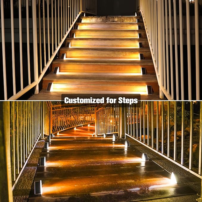 VOLISUN Solar Stair Lights 6 Pack, Solar Step Lights Outdoor Waterproof IP67, LED Outdoor Step Light,Outdoor Light Decor for Garden Stair, Deck, Front Step, Front Porch, and Patio(3000K)