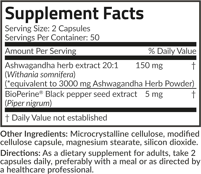 Futurebiotics Ashwagandha Extra Strength Stress & 100 Vegetarian