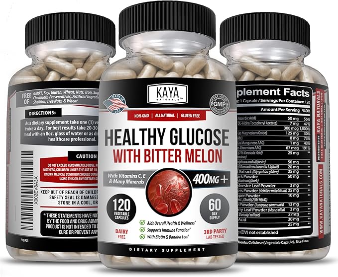 Kaya Naturals Healthy Gluco with Bittermelon Supplement 20 Herbs (120 Count)
