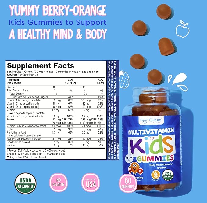USDA Organic Kids Multivitamin Gummies by 60 Kids