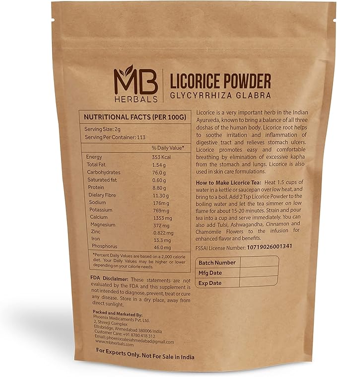 MB Herbals Licorice Root Powder 8 227 Gram 0.5 lb