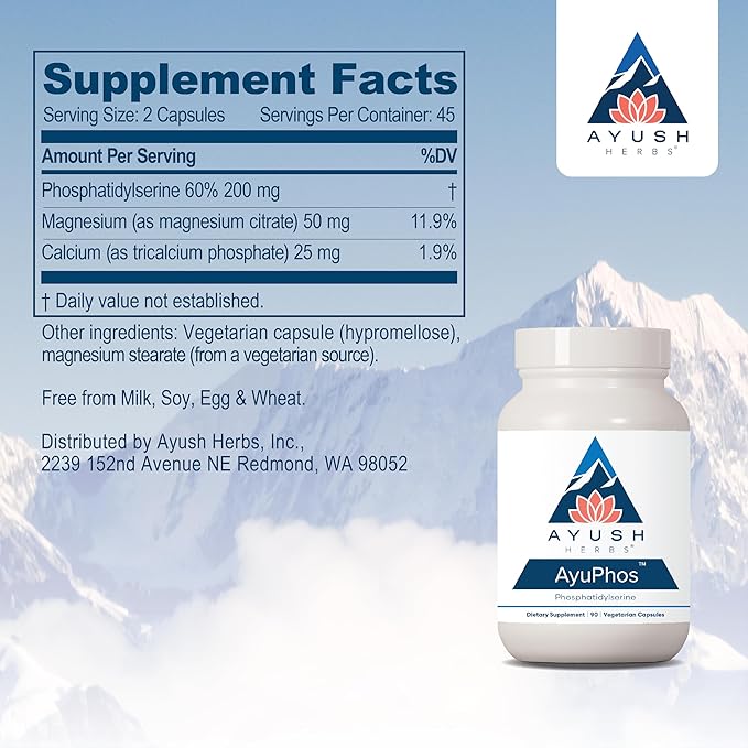 Ayush Herbs AyuPhos, Soy-Free Phosphatidylserine Brain 90 Vegetarian