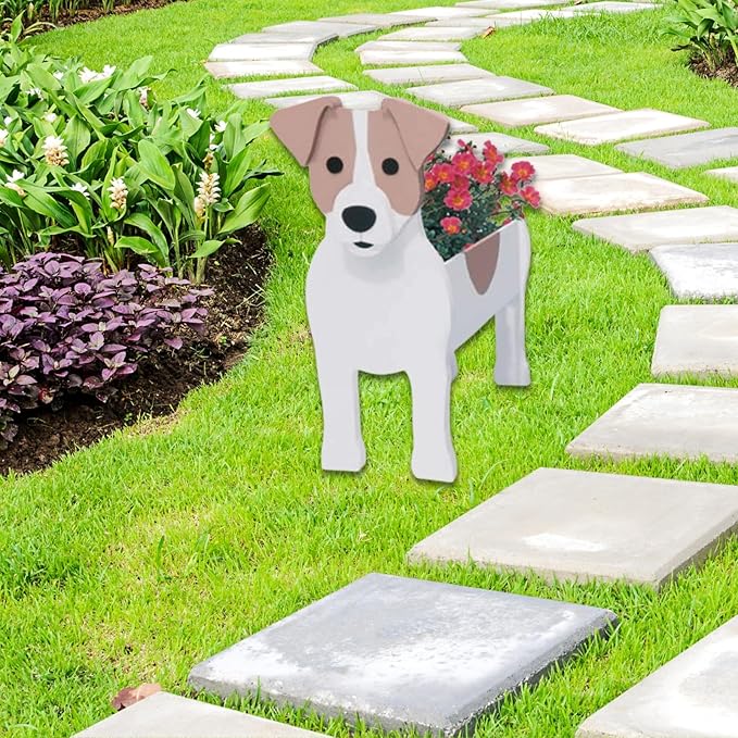 Jack Russell Dog Planter Plant Pots,Cute Garden Dog Flower Planter,Dog Planters Birthday Gifts for Women,Office,Indoor/Outdoor Decor(9.45 * 6.97 * 12.2in)