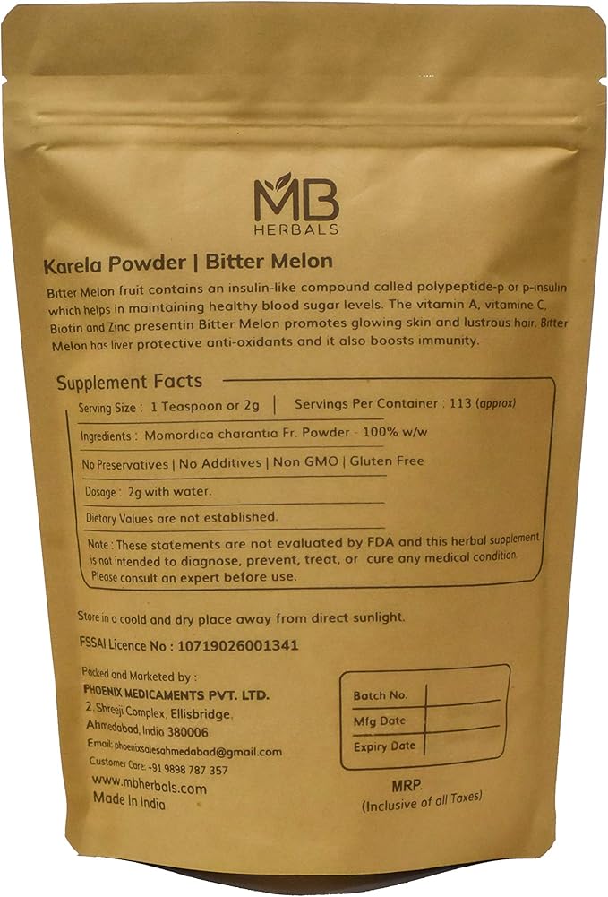 MB Herbals De-Seeded Karela Powder 8 227 Gram (0.5 lb) 100% Pure