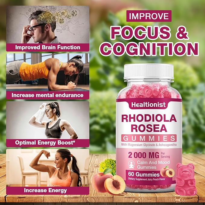 1 Pack Sugar-Free Rhodiola Rosea Gummies 60 Vegan