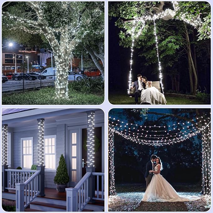 2 Pack Solar String Lights for Outside, Each 79Ft 240 LED Solar Lights Outdoor, 8 Modes Waterproof Solar Powered Christmas Twinkle Light for Backyard Patio Tree Party Garden Decoration, White