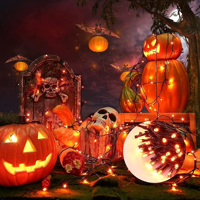 Halloween Orange Lights, 82ft 200 LED String Lights With 8 Modes, Waterproof Low Voltage for Party, Garden, Indoor Outdoor Decorations